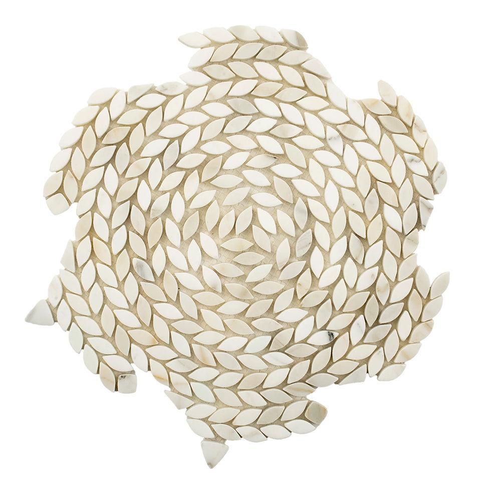 Santorini Calacatta Gold Swirled Petals Marble Mosaic Tile Sample | Tile Club