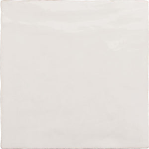 La Riviera Blanc White Ceramic Square Tile with a Zellige Look