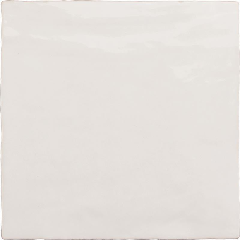 La Riviera Blanc White Ceramic Square Tile with a Zellige Look