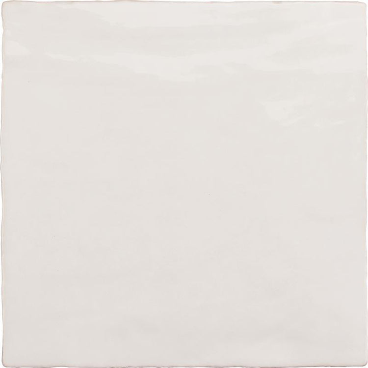 La Riviera Blanc White Ceramic Square Tile with a Zellige Look