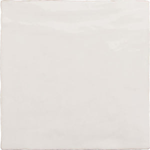 La Riviera Blanc White Ceramic Square Tile with a Zellige Look