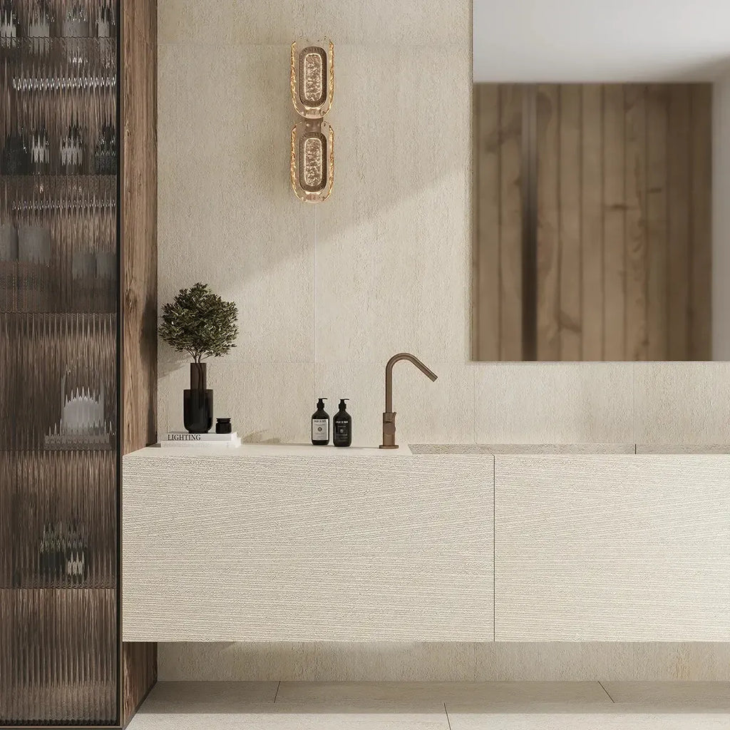 Sedara Beige Striation Stone Look Porcelain Tile 24x48 | Tile Club