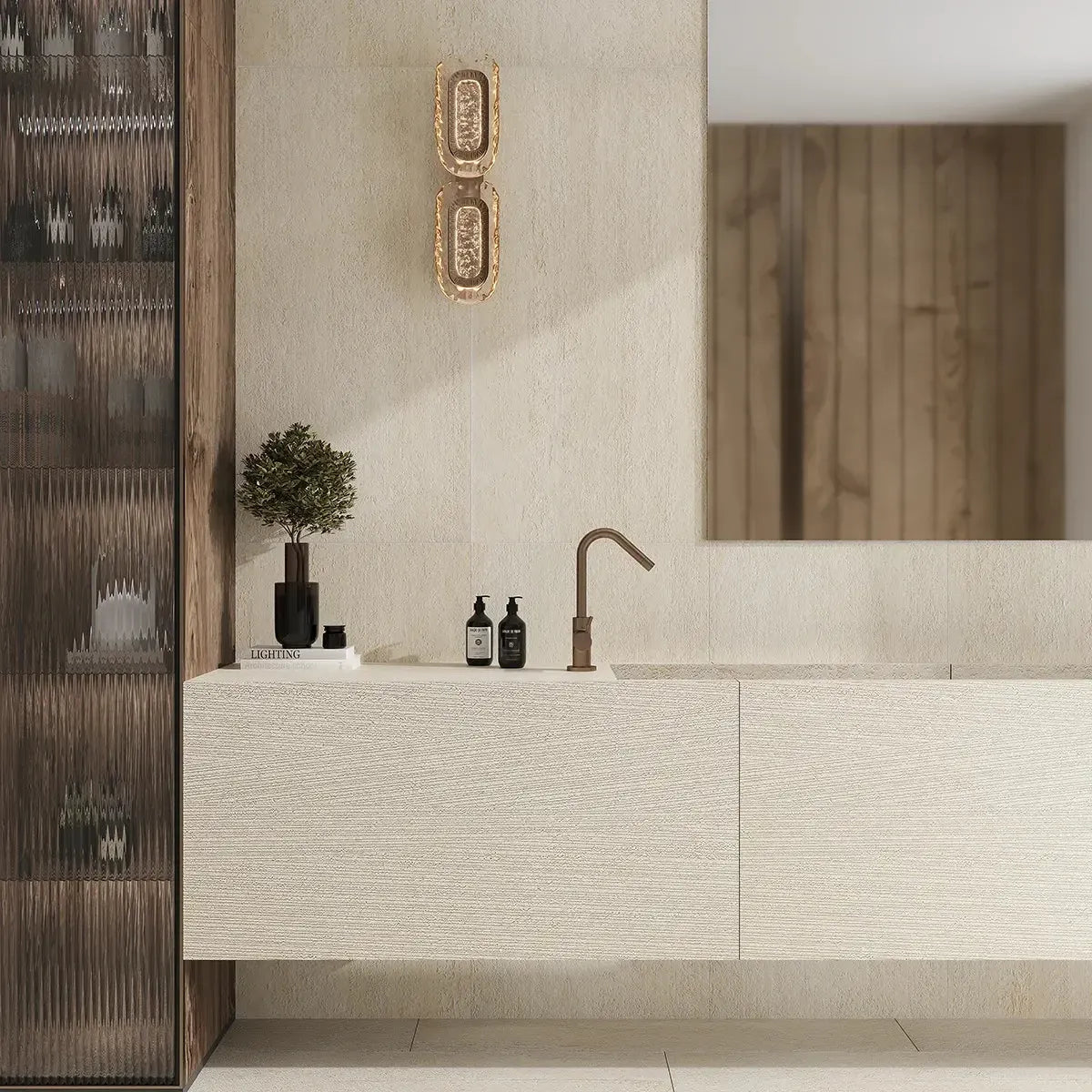 Sedara Beige Striation Stone Look Porcelain Tile 24x48 | Tile Club