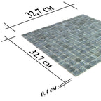 Shaded Blue & Grey Mixed Squares Glass Pool Tile | Tile Club
