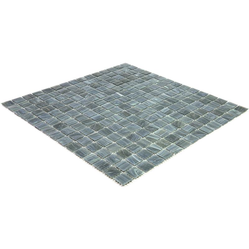 Shaded Blue & Grey Mixed Squares Glass Pool Tile | Tile Club