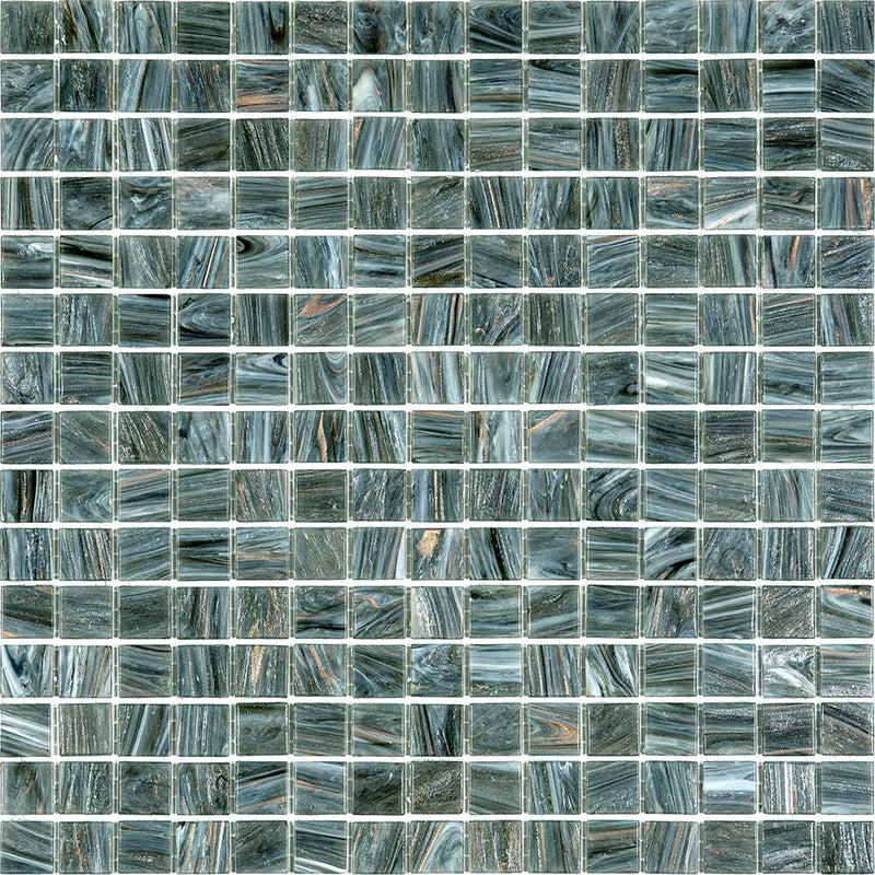 Shimmery Mountain Rock Mixed Squares Glass Pool Tile Sample