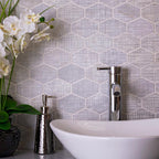 white elongated hexagon tile