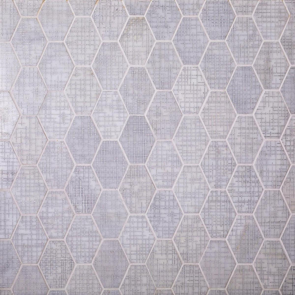 elongated white subway tile