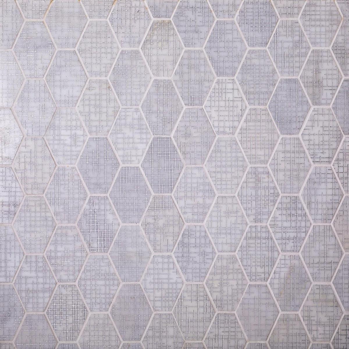 elongated white subway tile