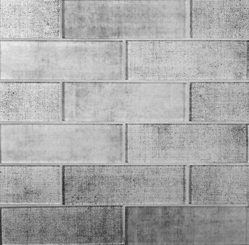 11.8" x 11.8" Silver Fabric Glass Subway Mosaic Tile