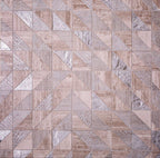 Silver Grey Triangles Wooden Beige Marble Mosaic Tile