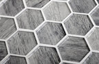Silver Wooden Glass Hexagon Mosaic Tile | Tile Club | Garden Table Mosaic Tile