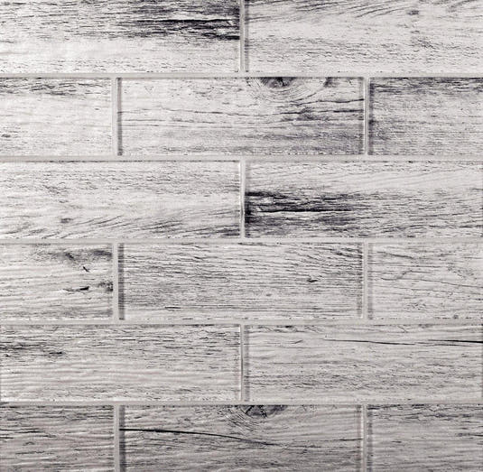 11.8" x 11.8" Silver Wooden Glass Subway Mosaic Tile