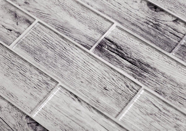 Silver Wooden Glass Subway Mosaic Tile | Tile Club | Contemporary Tile Pattern