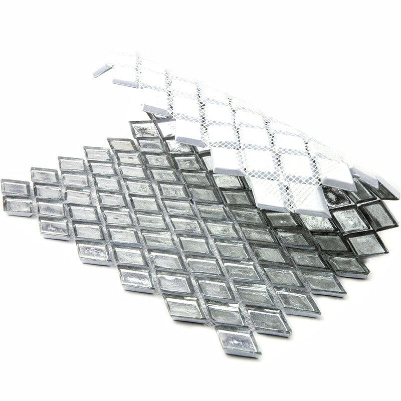 Silver Diamond Glass Mosaic Tile | Tile Club