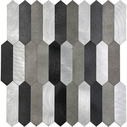 Silver, Grey and Black Picket Peel and Stick Tile Sample