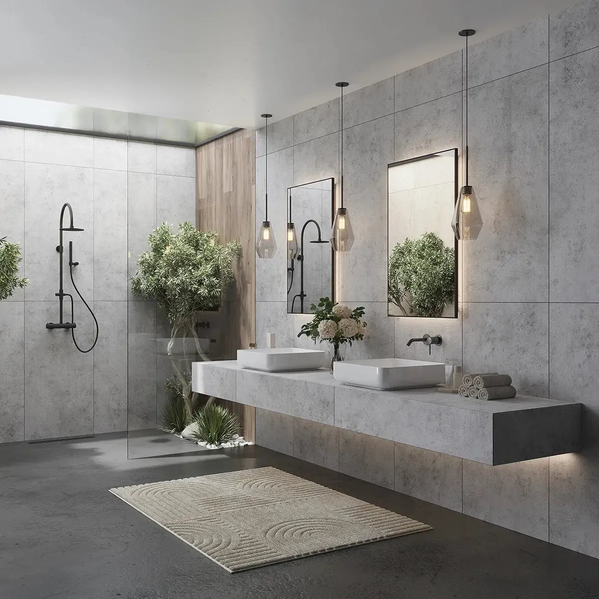 SlimTile Brookhaven Concrete Waterproof Wall Cladding | Tile Club