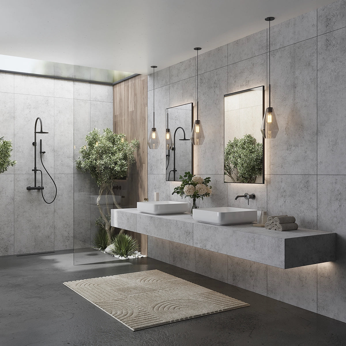 SlimTile Brookhaven Concrete Waterproof Wall Cladding | Tile Club