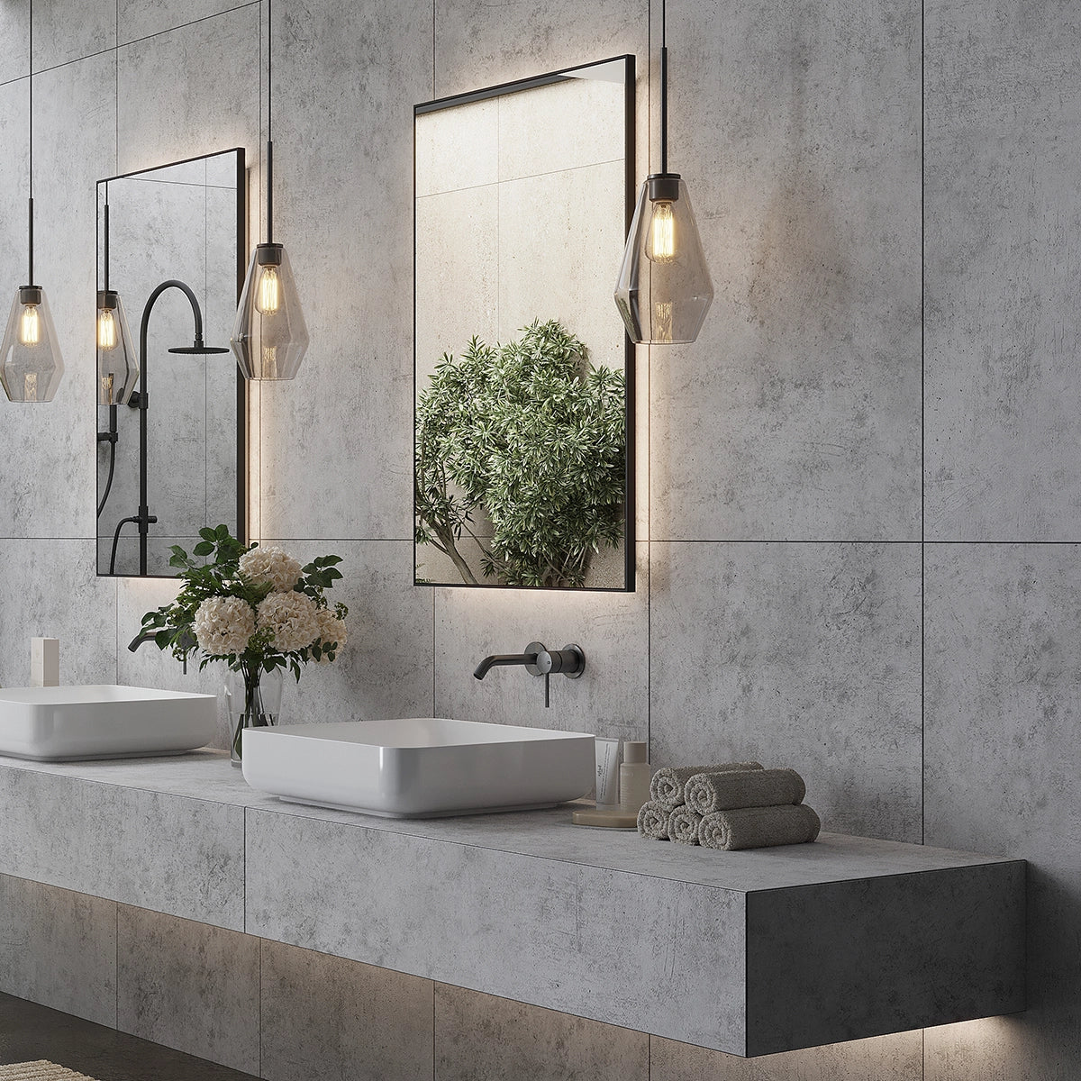 SlimTile Brookhaven Concrete Waterproof Wall Cladding Modern Bathroom Tile