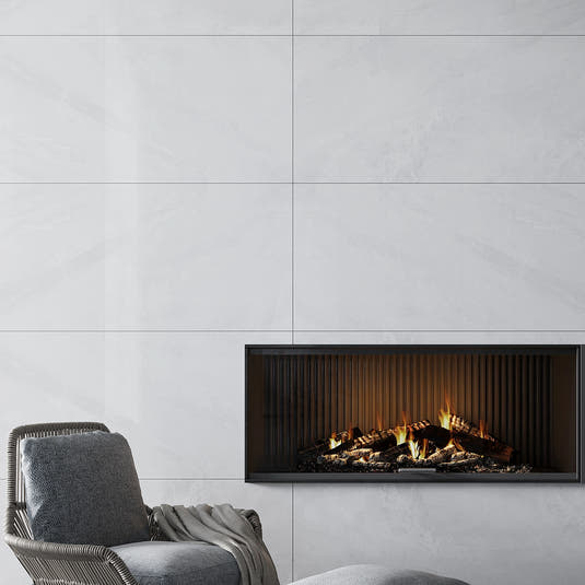 SlimTile Portland Polished Marble Waterproof Wall Cladding Fireplace Surround