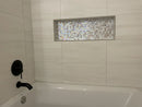 Soft Peach & White Mixed Squares Glass Tile | Tile Club