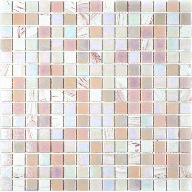 Soft Peach & White Mixed Squares Glass Tile