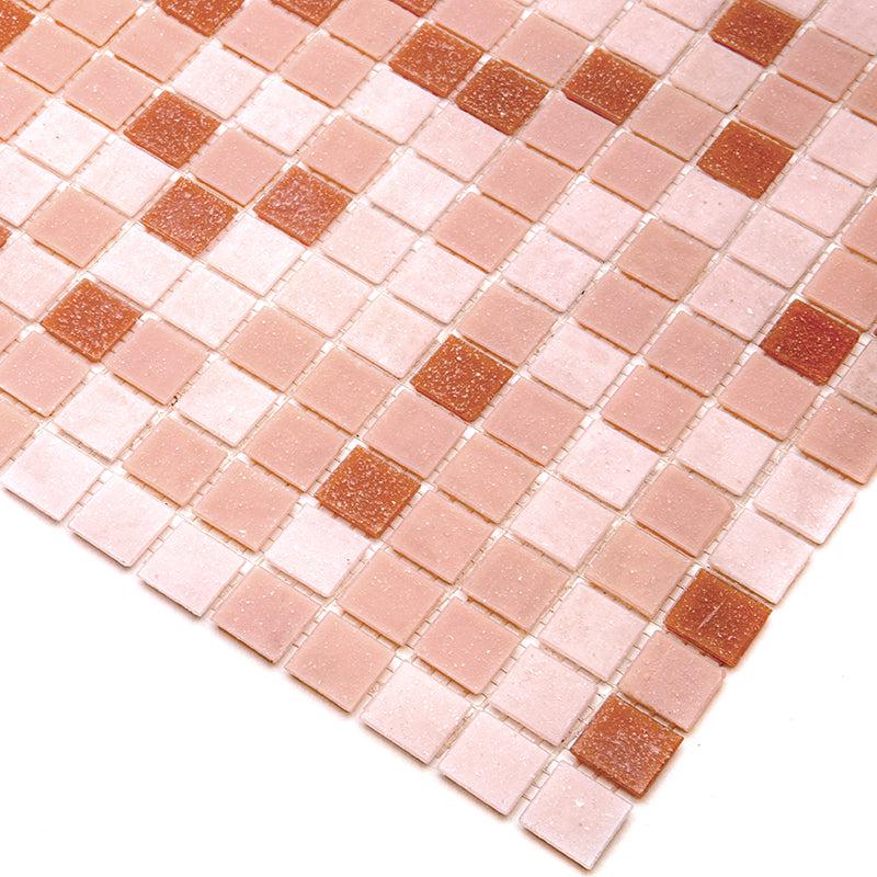 Soft Rose Mixed Squares Glass Tile