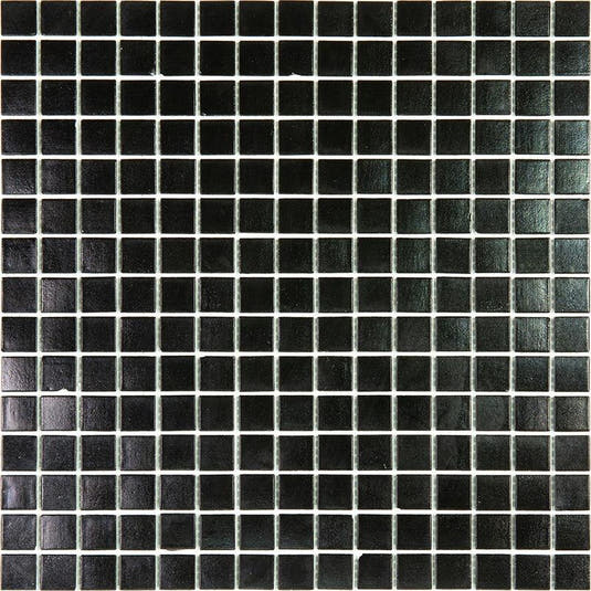 Space Black Glossy Squares Glass Pool Tile