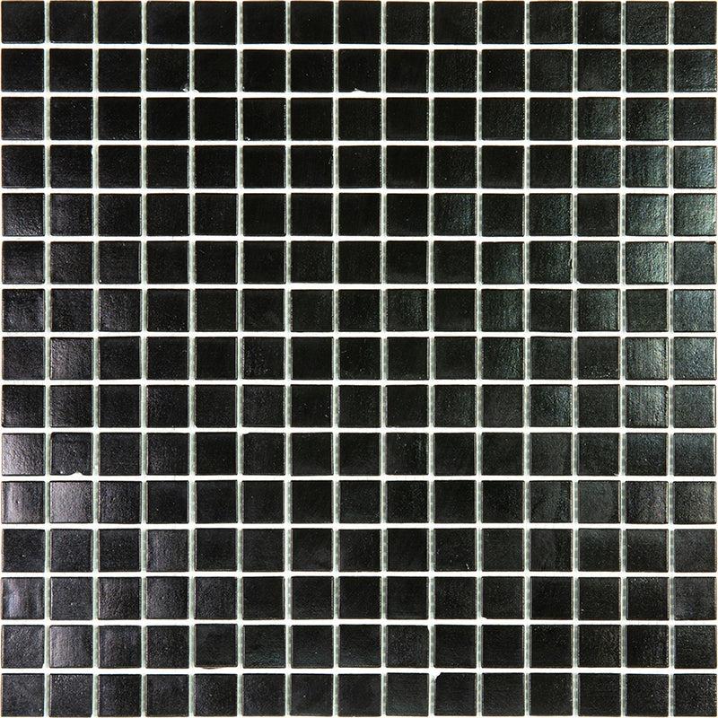 Space Black Glossy Squares Glass Pool Tile