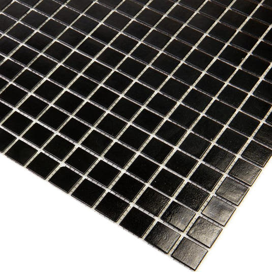 Space Black Squares Glass Pool Tile | Tile Club