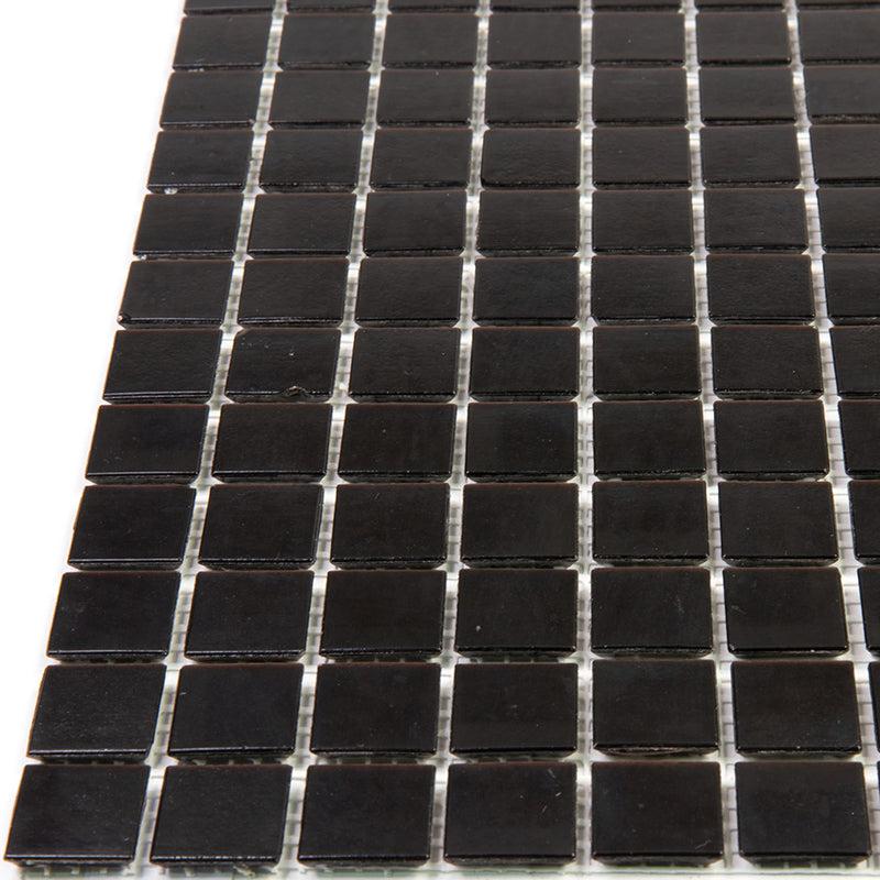 Space Black Squares Glass Pool Tile | Tile Club