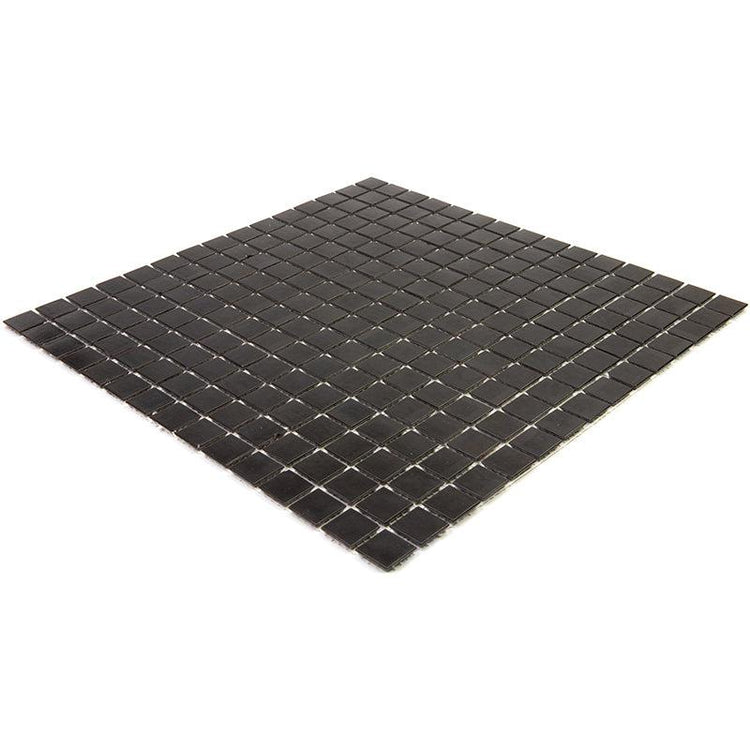 Space Black Squares Glass Pool Tile | Tile Club