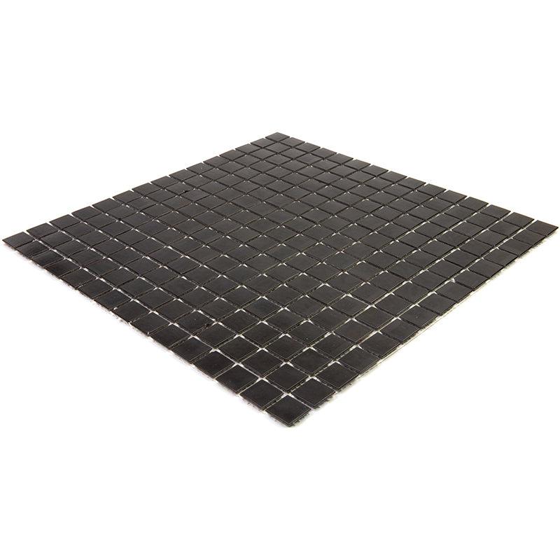 Space Black Squares Glass Pool Tile | Tile Club