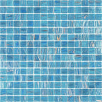 Sparkling Classic Blue and Gold Mixed Squares Glass Pool Tile