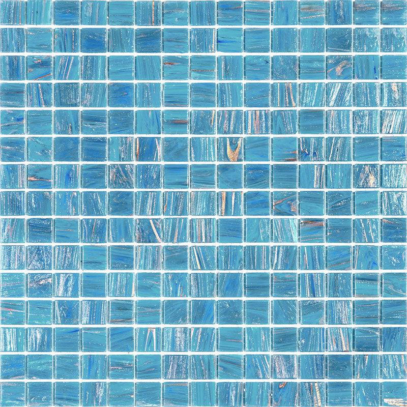 Sparkling Classic Blue and Gold Mixed Squares Glass Pool Tile Sample