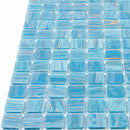 Sparkling Classic Blue and Gold Mixed Squares Glass Pool Tile | Tile Club