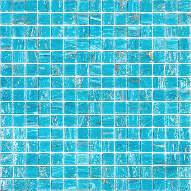 Sparkling Bright Blue & Gold Mixed Glossy Squares Glass Pool Tile