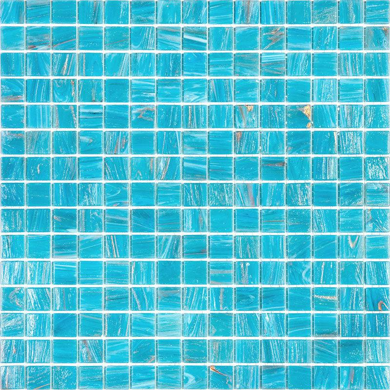 Sparkling Bright Blue & Gold Mixed Squares Glass Pool Tile Sample