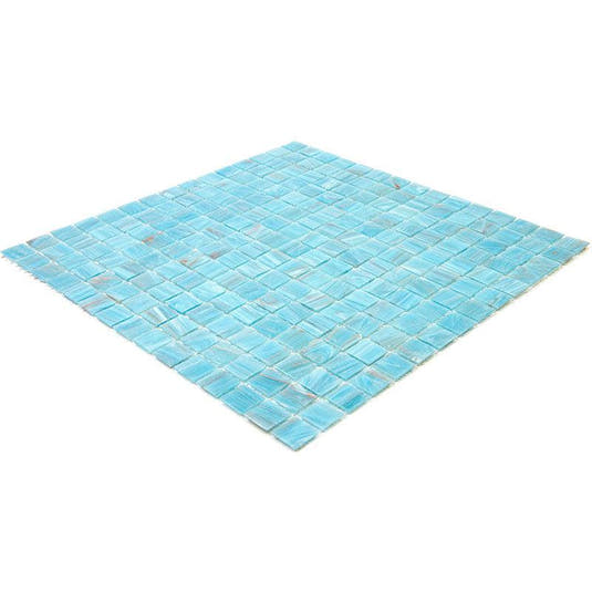 Sparkling Bright Blue & Gold Mixed Squares Glass Pool Tile | Tile Club