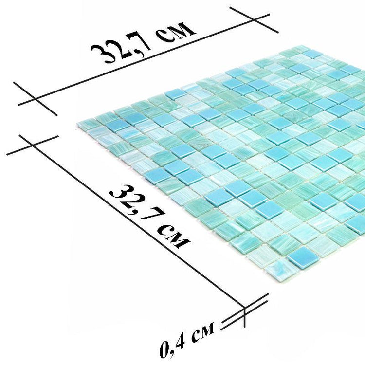 Sparkling Pool Blue Mixed Squares Glass Tile | Tile Club