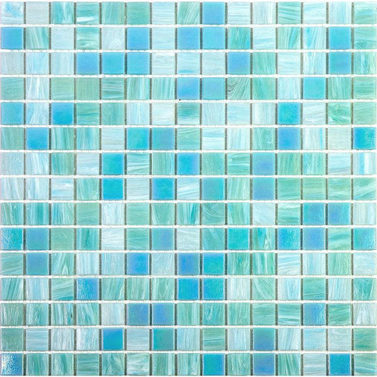 Sparkling Pool Blue Mixed Squares Glass Tile