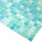Sparkling Pool Blue Mixed Squares Glass Tile | Tile Club
