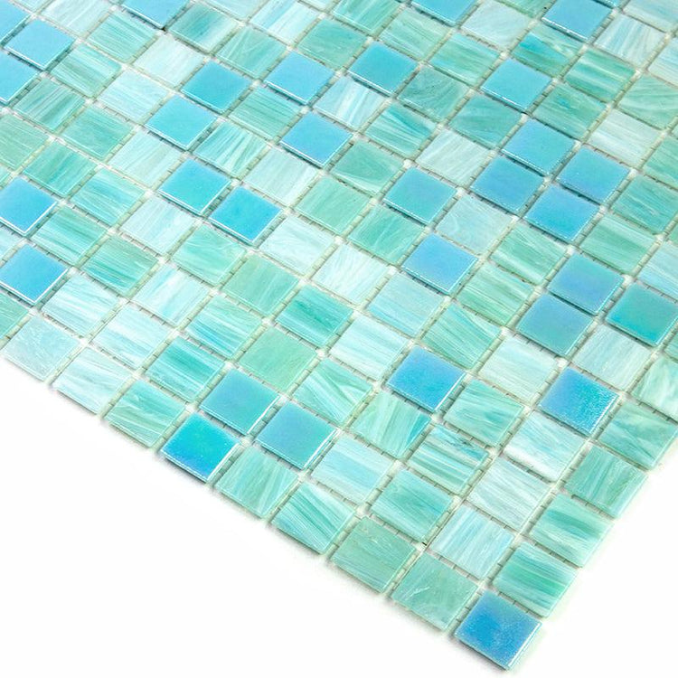 Sparkling Pool Blue Mixed Squares Glass Tile | Tile Club