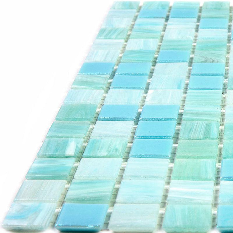 Sparkling Pool Blue Mixed Squares Glass Tile | Tile Club