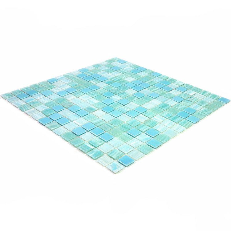 Sparkling Pool Blue Mixed Squares Glass Tile | Tile Club