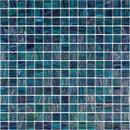 Sparkly Midnight Teal Squares Glass Pool Tile Sample