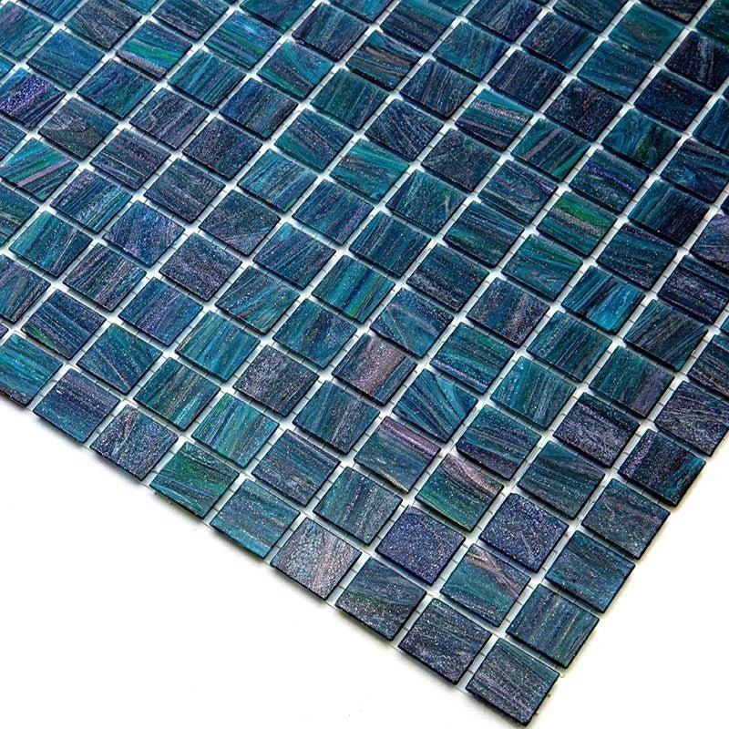 Sparkly Midnight Teal Squares Glass Pool Tile | Tile Club