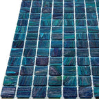 Sparkly Midnight Teal Squares Glass Pool Tile | Tile Club