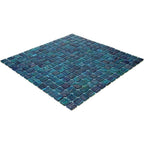 Sparkly Midnight Teal Squares Glass Pool Tile | Tile Club