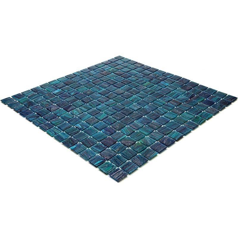 Sparkly Midnight Teal Squares Glass Pool Tile | Tile Club